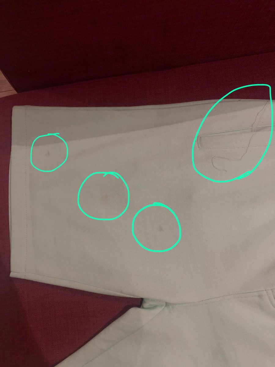 harryc_m's tweet photo. ‘Brand new’ shorts from @ASOS and many odd stains to be found. Despite label still being in place these have clearly been worn and marked. 

Also - already a loose thread. 

Not as dramatic as @BowmanCourtney_ #CatCoat but still...not cute. 

ASOS - care to comment? https://t.co/OPK6YZuW3W
