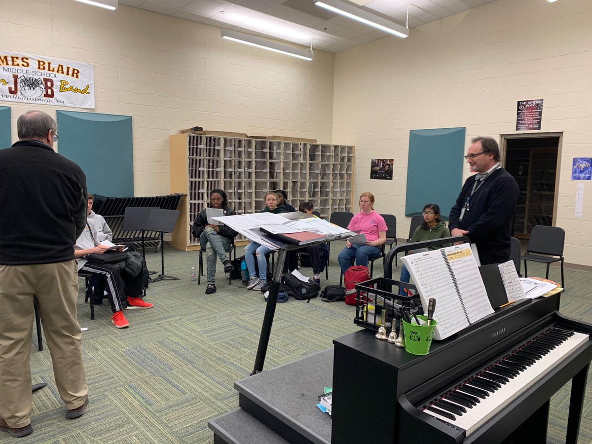 jamesblairband's tweet photo. What a treat today to have the band directors from @lafayetterams and @JamestownHigh visit with our 8th grade band members! #JBMSBand #BandFamily #PowerInTheWeb #WeAreWJCC https://t.co/HzRavOx8SW