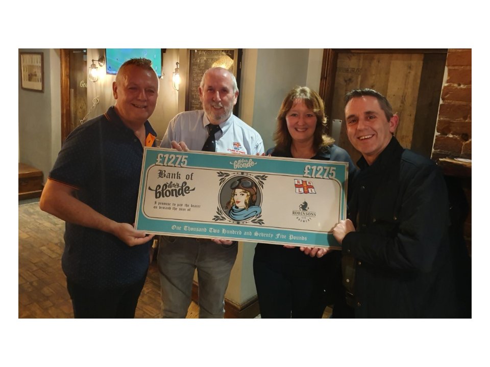 Another great donation from <a href="/robbiesbrewery/">Robinsons Brewery</a> from the sales of #dizzyblonde <a href="/The_Taps/">The Taps</a> Around £10k now donated to <a href="/LythamRNLI/">Lytham St.Annes RNLI</a>