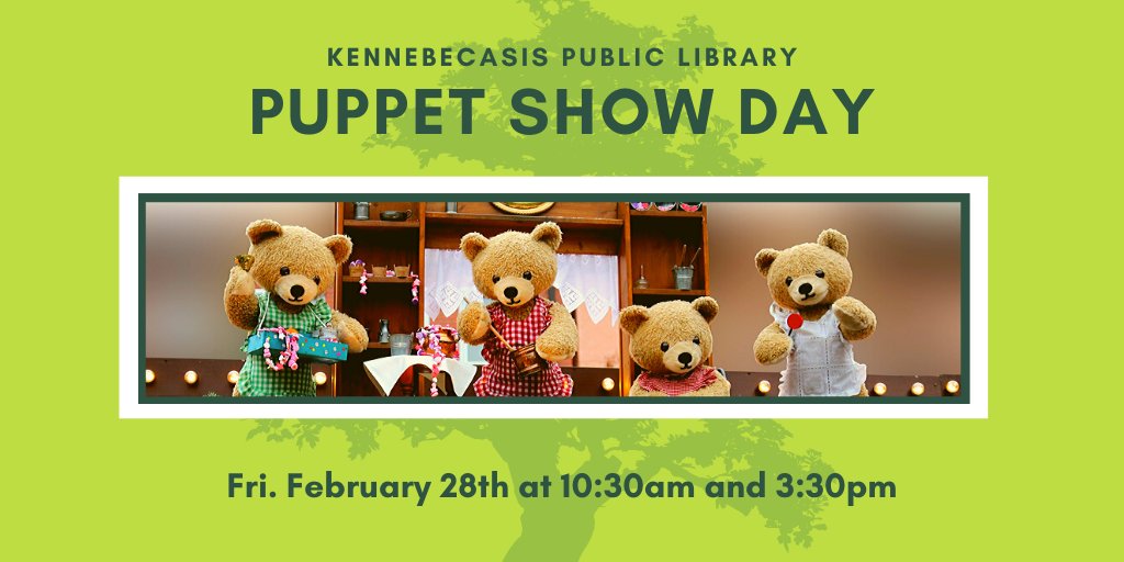 KvLibrary's tweet image. Puppet show day is always our favourite! Join us for a puppet show program at 10:30 or 3:30 on February 28th! #kvlibrary @Rothesay_NB @Quispamsis