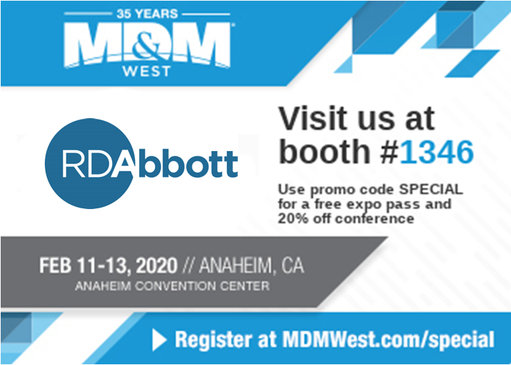 RDAbbottCo's tweet photo. Get your FREE #MDMWest expo pass and see us demonstrate the benefits of Dow Performance Silicones LTC LSR. Featured partners: MR Mold & Engineering Corp, Arburg GmbH + Co KG, ELMET Elastomere Produktions -und Dienstleistungs GmbH, AquaTech, and NovationSi. https://t.co/WObt3qNwzq https://t.co/IEHHLtWBCF