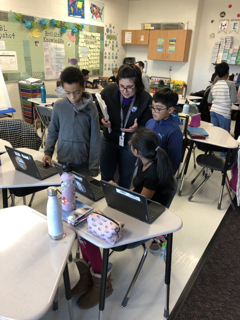 MissJimenez235's tweet photo. So excited to have had visitors from @WillardLCPS and @fcpsk12 come to see the magic of #PBL through the eyes of our students! We loved sharing our process and spreading the power of PBL! @PBLWorks @GoshenPostES #gogpgators @TeacherFerozGPE https://t.co/Q0JTrzUppC