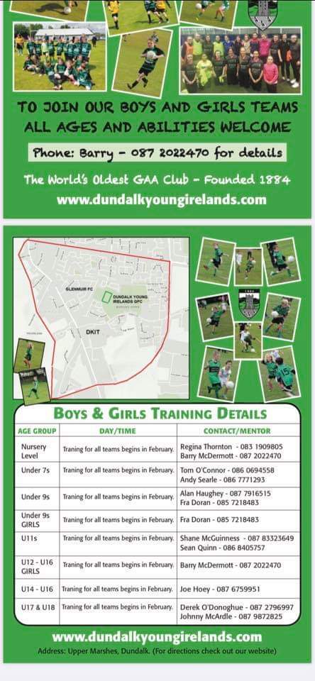 DYoungIrelands's tweet image. 💚🖤 U4 – U9 DYI Training Dates💚🖤
Training will commence again for the boys and girls from U4s to the U9s on Thursday the 30th in @DKIT_Sport  from 6pm to 7pm for a total of 8 weeks. 

The cost will be €3 per child or €5 per family. Bring a friend #YIBH #FUN #Under4+