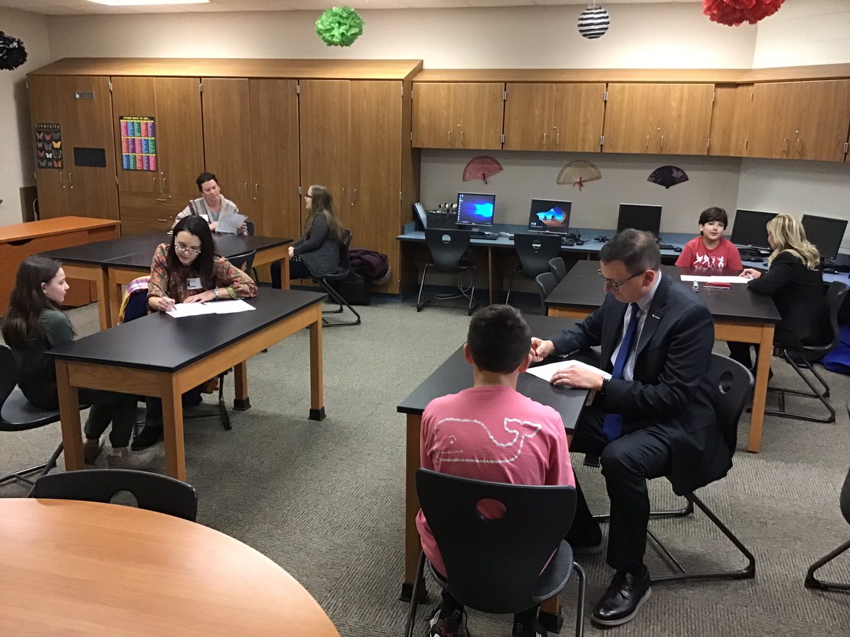 BeckyFloetker's tweet photo. Thanks our parents who helped with job interviews, we are one step closer to running the town! #Biztown @Marc_Dashiell @KLothamer @JACentralind https://t.co/AIN3YaIcCQ
