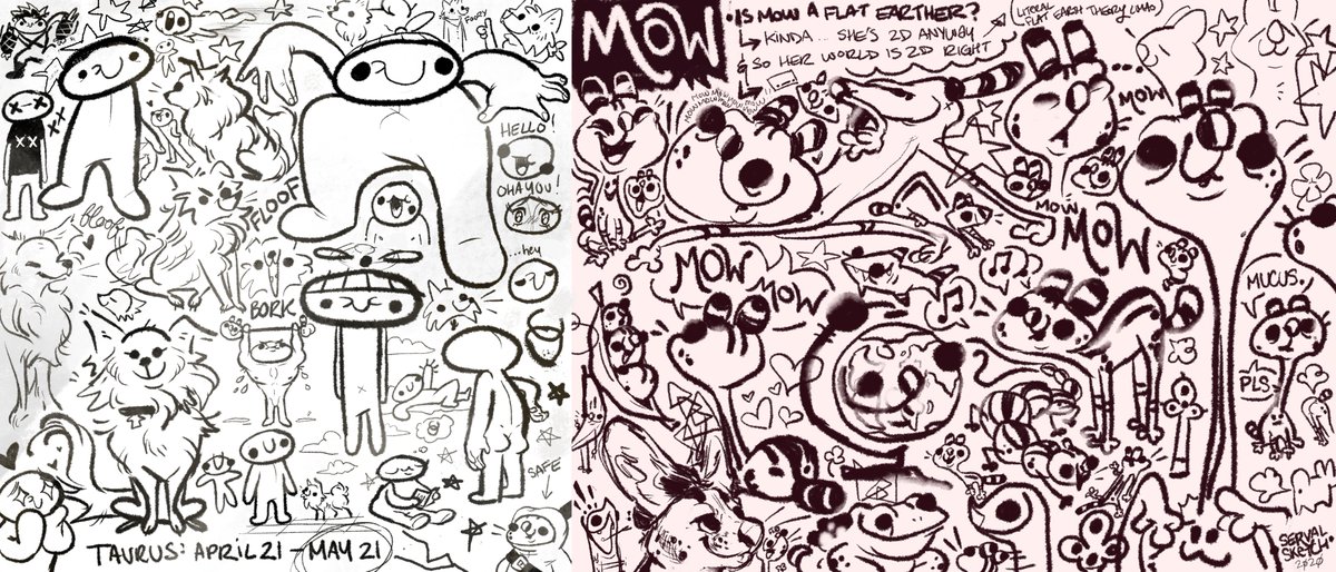 Oh right here's another commission example I wanna do. Doodle pages! Would prob start out at 80 and go from there depending on if anyone wants a specific pose or two to be coloured. 