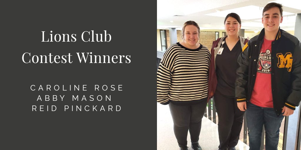 mount_school's tweet photo. Three MPHS students competed at the Lion’s Club District Mid-Winter Cabinet meeting in Tyler on Jan. 11, 2020. All 3 were awarded 1st place in their respective categories and have advanced to the State level of competition.  They were each awarded $300 scholarships! CONGRATS! https://t.co/hJIMFjrkAQ
