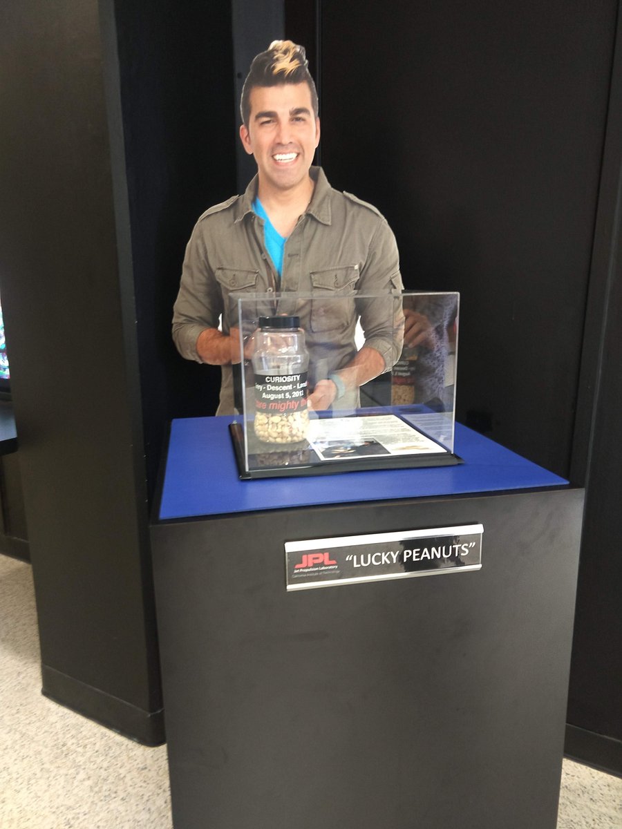 The JPL lucky peanuts. This jar is from the Curiosity landing.