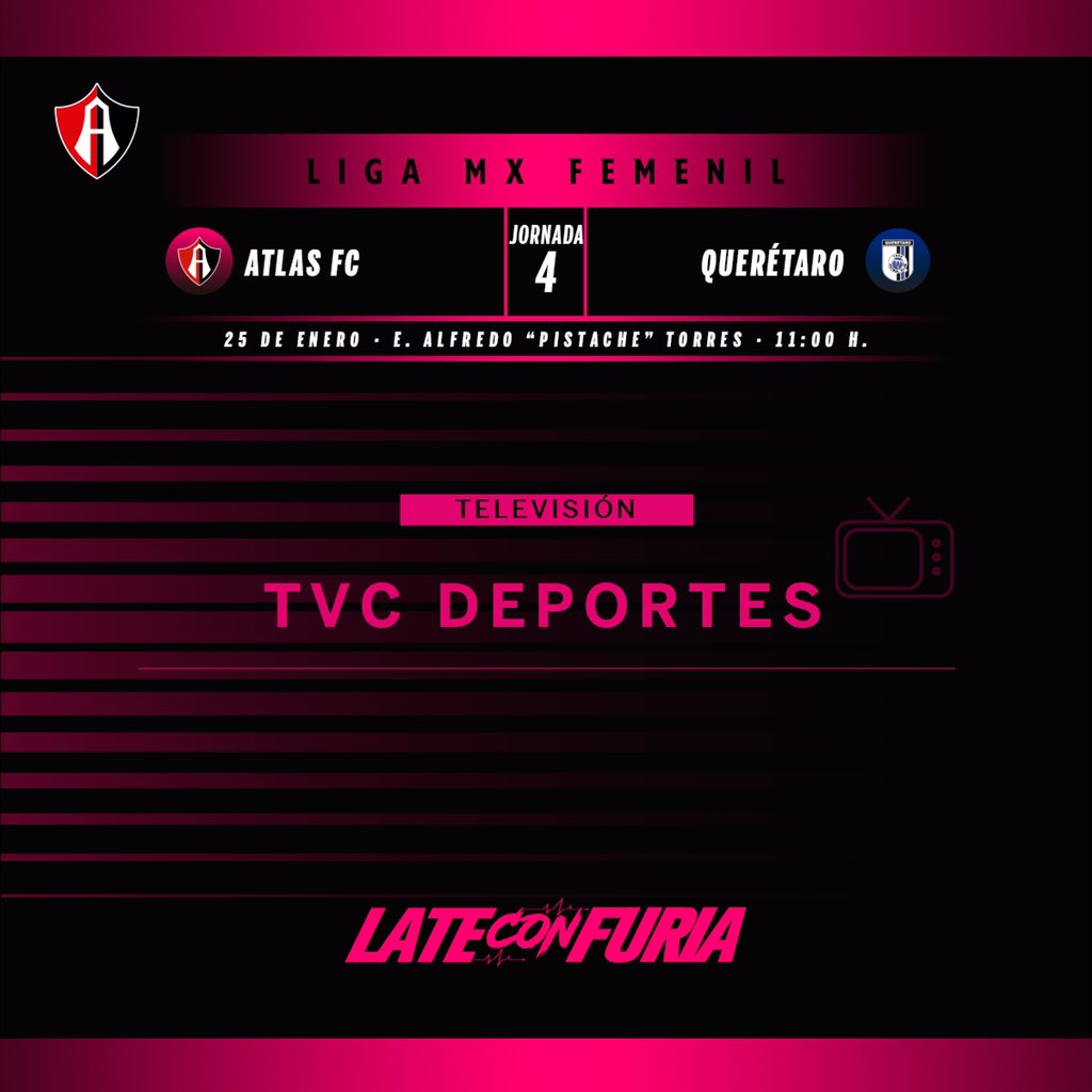 𝚅𝚜 | <a href="/GallosFemenil/">Querétaro Femenil 🐓</a> 
𝙵𝚎𝚌𝚑𝚊 | 25 de enero.
𝙷𝚘𝚛𝚊𝚛𝚒𝚘 | 11:00 H.
𝚂𝚎𝚍𝚎 | E. Alfredo "Pistache" Torres
𝚃𝚛𝚊𝚗𝚜𝚖𝚒𝚜𝚒𝚘́𝚗 | <a href="/TVCDeportes/">TVC Deportes</a> 
 
 #LateConFuria 🔴⚫️