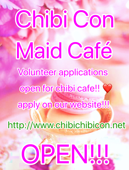 Volunteer Maid Café Applications are open!!! Closing on March 18th, we cant wait to work with you! 😊 We hope to see you all there!!! Applications are on our website chibichibicon.com/participate/ca…