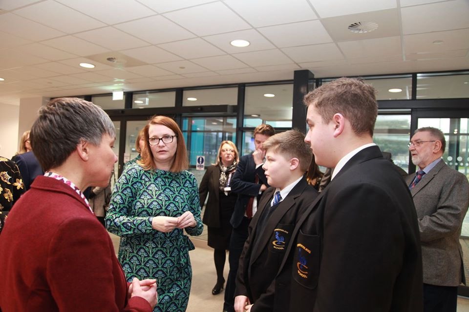 CroesyNewBuild's tweet photo. Today Kier Ambassadors had a great opportunity to speak with @wgmin_education! Also 2 of our ambassadors Kieran and Rohan were joined on the tour of the new school! Well done to all of you!! @Mrs_TNJ @Miss_CPY @kierconstruct @croesyschool @AHCroesy @torfaencouncil https://t.co/9Yckut7EaQ