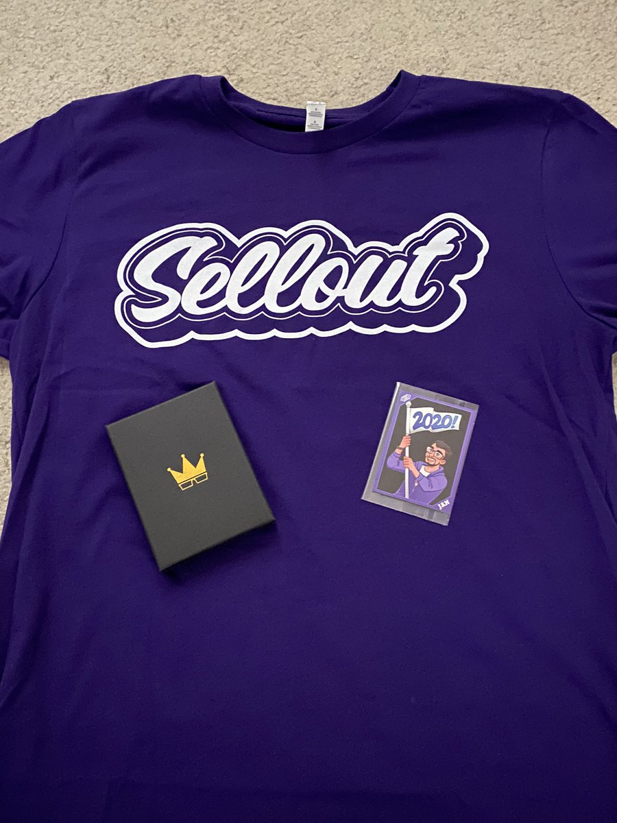 January: Purple “Sellout” T-shirt and Crown Card Holder