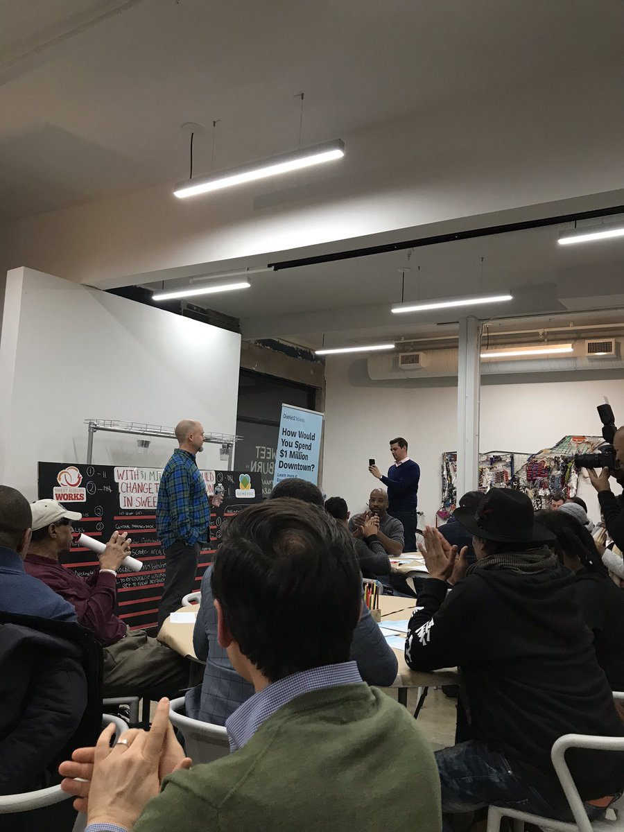 ATLCityStudio's tweet photo. Learning about potential #downtowndecides projects for the Sweet Auburn neighborhood @RemergeATL tonight #atlcitydesign https://t.co/M9E6foTG0F