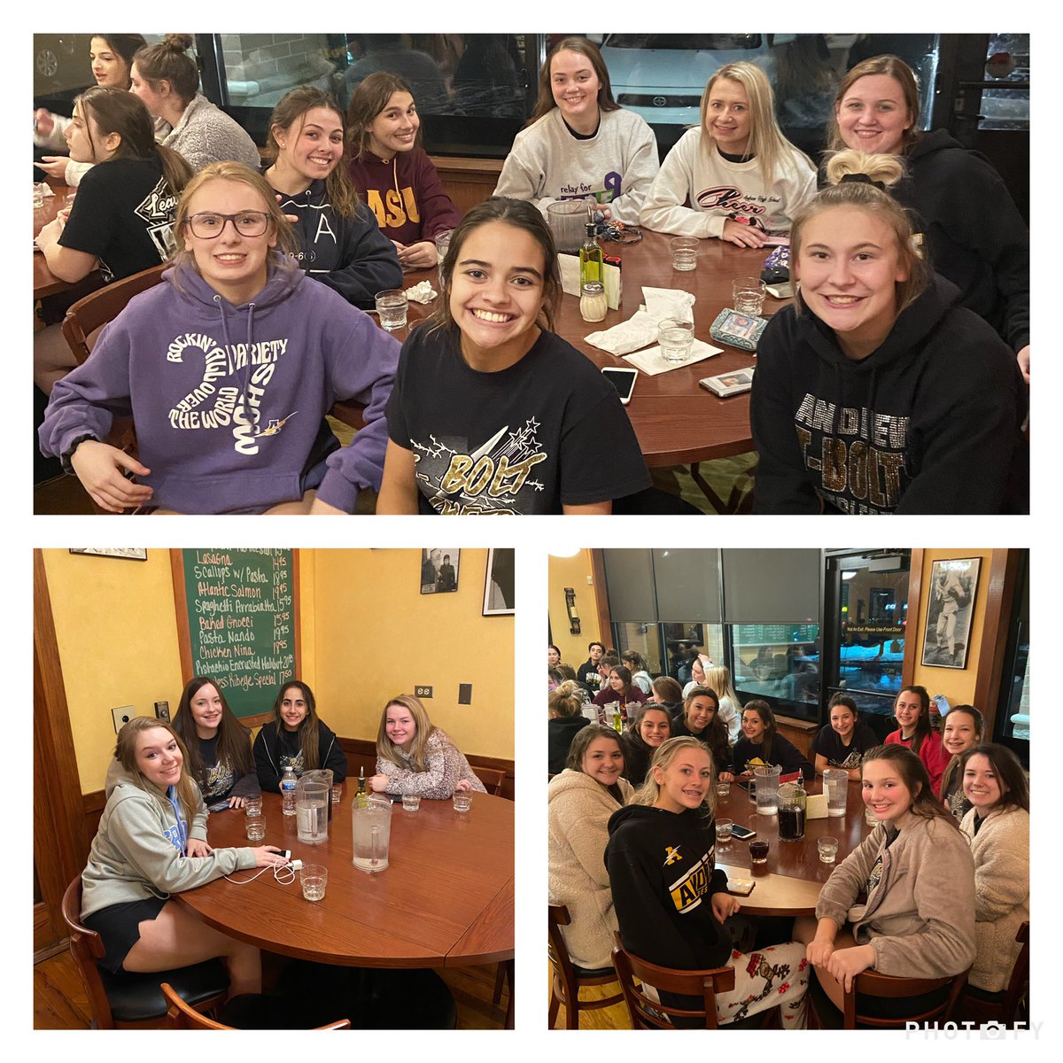 TBoltCheer's tweet photo. Fueling up for tomorrow’s conference competition!!! Thank you Gatto’s and Tinley Park Bobcats for our pasta party!!! 💛🖤⚡️🖤💛
#LST20 #BHTG #TFF https://t.co/mWjMcD2A1G