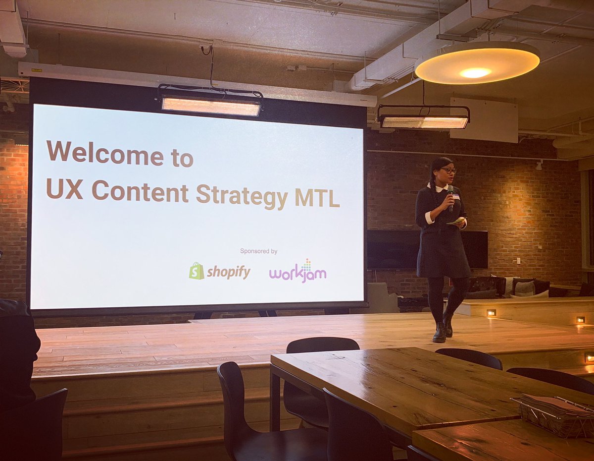 alicephieu's tweet image. @WorkJam ‘s @ShehaniKay kicking off UX Content Strategy MTL at @shopify