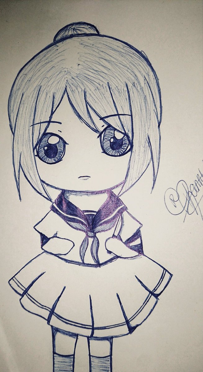 Während ich mir die playlist von <a href="/xPandorya/">Pandorya</a> zu #YandereSimulator angucke, kritzel ich nebenbei gerne..
Heute kam ein kleines Ayano Aishi Chibi zustande 😅
Es macht immer wieder Spaß die Videos von Pan zu gucken.
#SenfpaiIstDoof