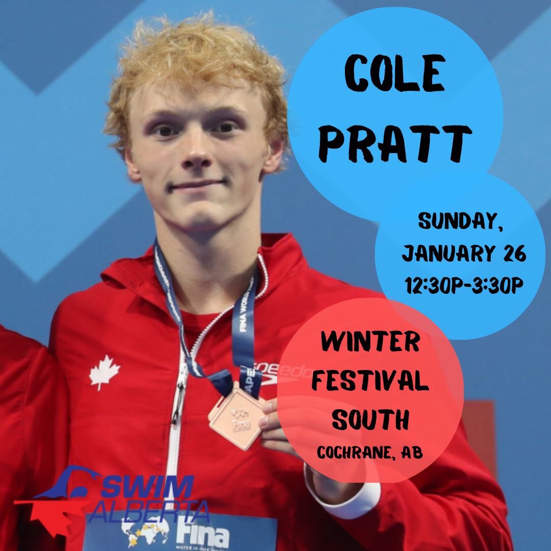 SwimAlberta's tweet photo. Canada’s National Team Member and World Junior Championship Medalist Cole Pratt will be visiting Winter Festival South! Don't miss your chance to see him!
Get all the info here: https://t.co/KtF7wMvaKl
#buildingchampions #tools4success #swimming #winterfestivalsouth #swimAB https://t.co/tzIbmhaWx0