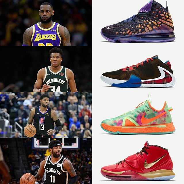 SneakerBinge's tweet photo. Nike Basketball All Star sneakers lineup. Lebron, Giannis, PG, or Kyrie? https://t.co/nLoya3GmOl https://t.co/KwndjyuSLu