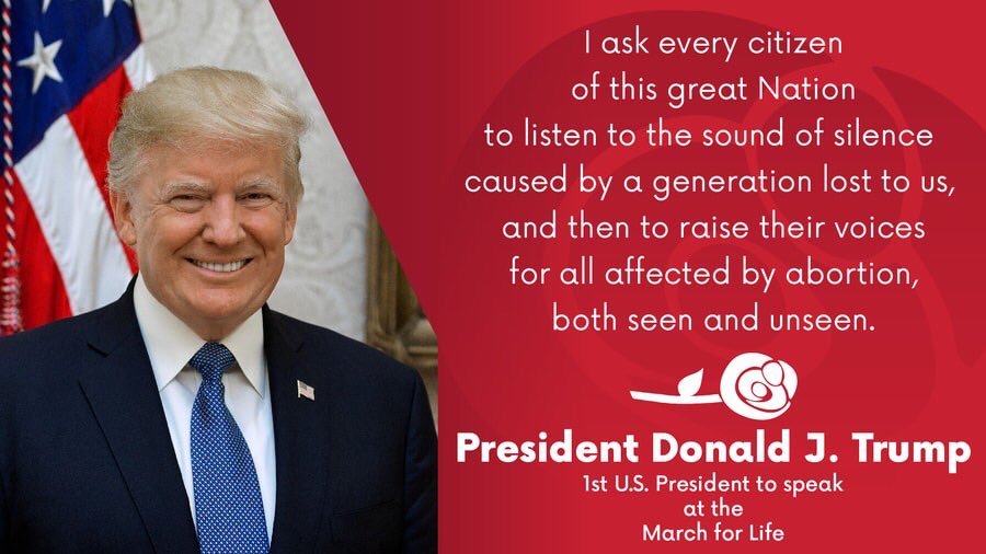 MullinAnneMarie's tweet photo. The first U.S. President to address the annual March for Life in D.C.!! God bless all those present tomorrow and all those supporting them from afar. https://t.co/TseVtWT4km