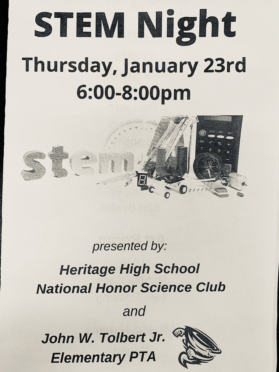 Tolbert_ES's tweet photo. Tolbert STEM Night - Thank Heritage HS for a great night!! So many Tolbert alumni teaching our current students! #TolbertBetterTogether #LCPS19 @Susan_M_Mullen @finn_teri @jadamprincipal https://t.co/st0y8LQ4Cu