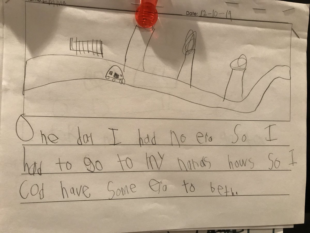 I usually tweet about what is going on in my own classroom, but today I want to shout out <a href="/TrishaSims97/">Trisha</a> and the work my own child is coming home with 😍 this is middle of the year kindergarten writing 👀 they are doing some work down the hall 💪🏼#TCRWP <a href="/hawkmavs/">Hawk Elementary </a> <a href="/RobinBrownell/">Robin Brownell</a>