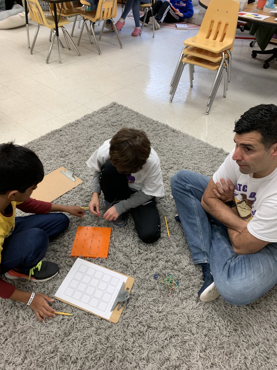 JennBeckman1's tweet photo. Geoboards- we love them in 3rd grade! Especially when our Milton Intern and Watch Dog Dad are with us to join in the learning fun! #CCEistheplace2be @CST_CCES https://t.co/KqYIUQIhXD