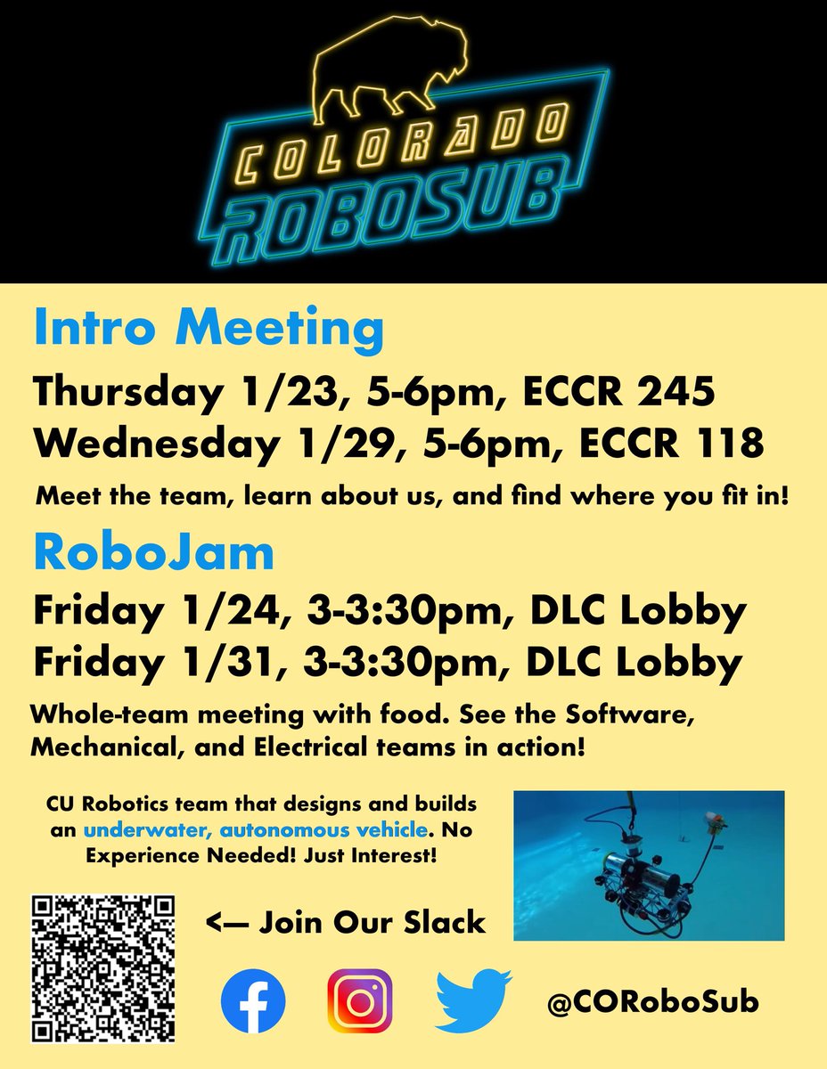 Robots are cool and water is cool so why not come learn about and join Robosub where we put robots in water!