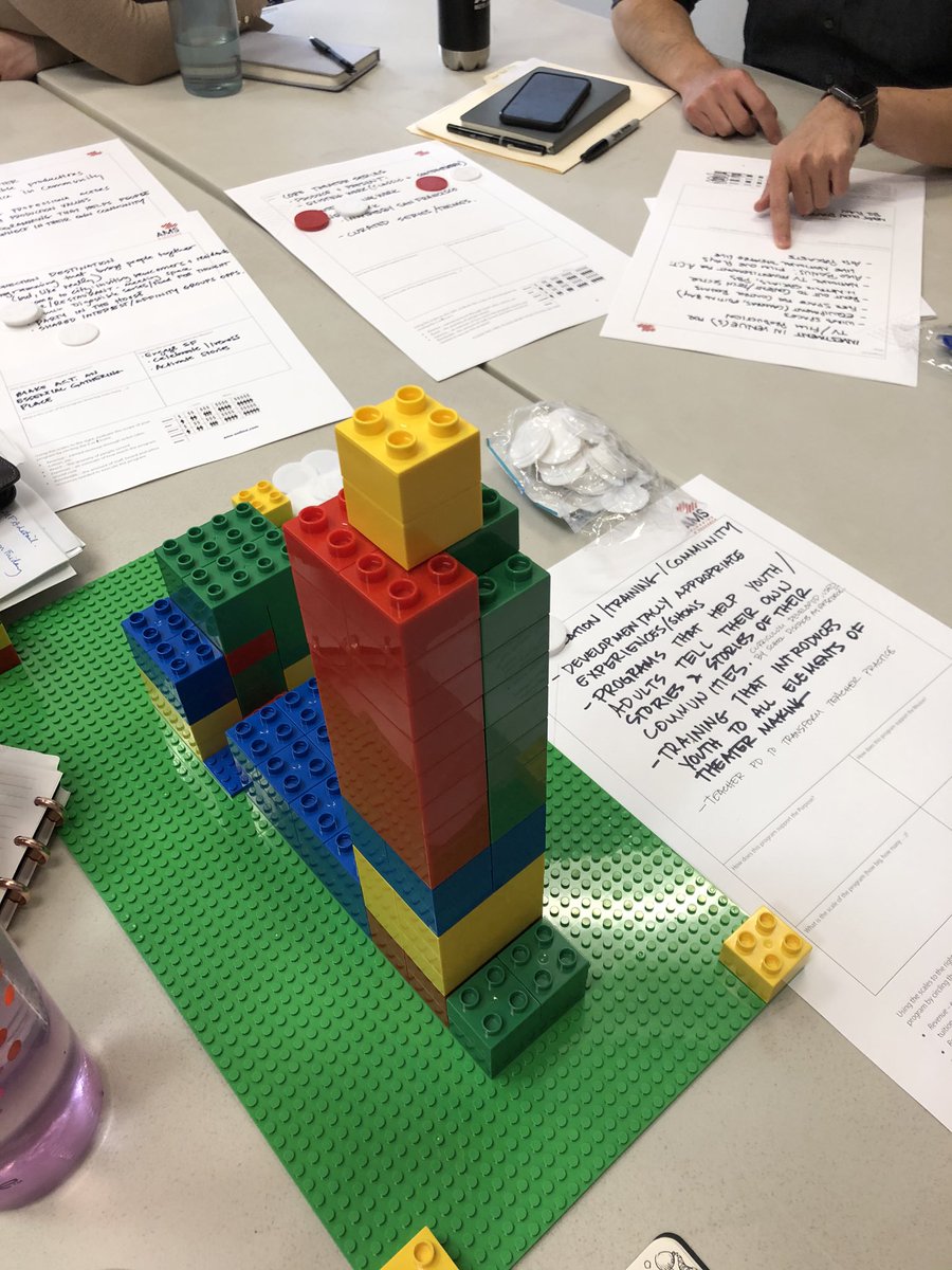 swolffams's tweet photo. Exploring new models for theater in America. Universal tools. Legos and poker chips!!! @AMSarts https://t.co/wiJdVy0NON