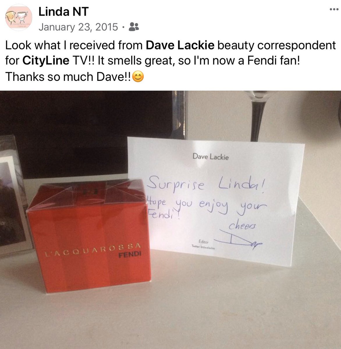 LindaTylerr's tweet photo. @davelackie Hi there! It has been five years since I received this from you! I still have it and it is so fab. Too bad production was stopped on @Fendi. Time to win again! 🙋🏼♀️ #TheBestStuff! 🙂 Thanks for all your contests Dave! https://t.co/to7yWg7Yuf