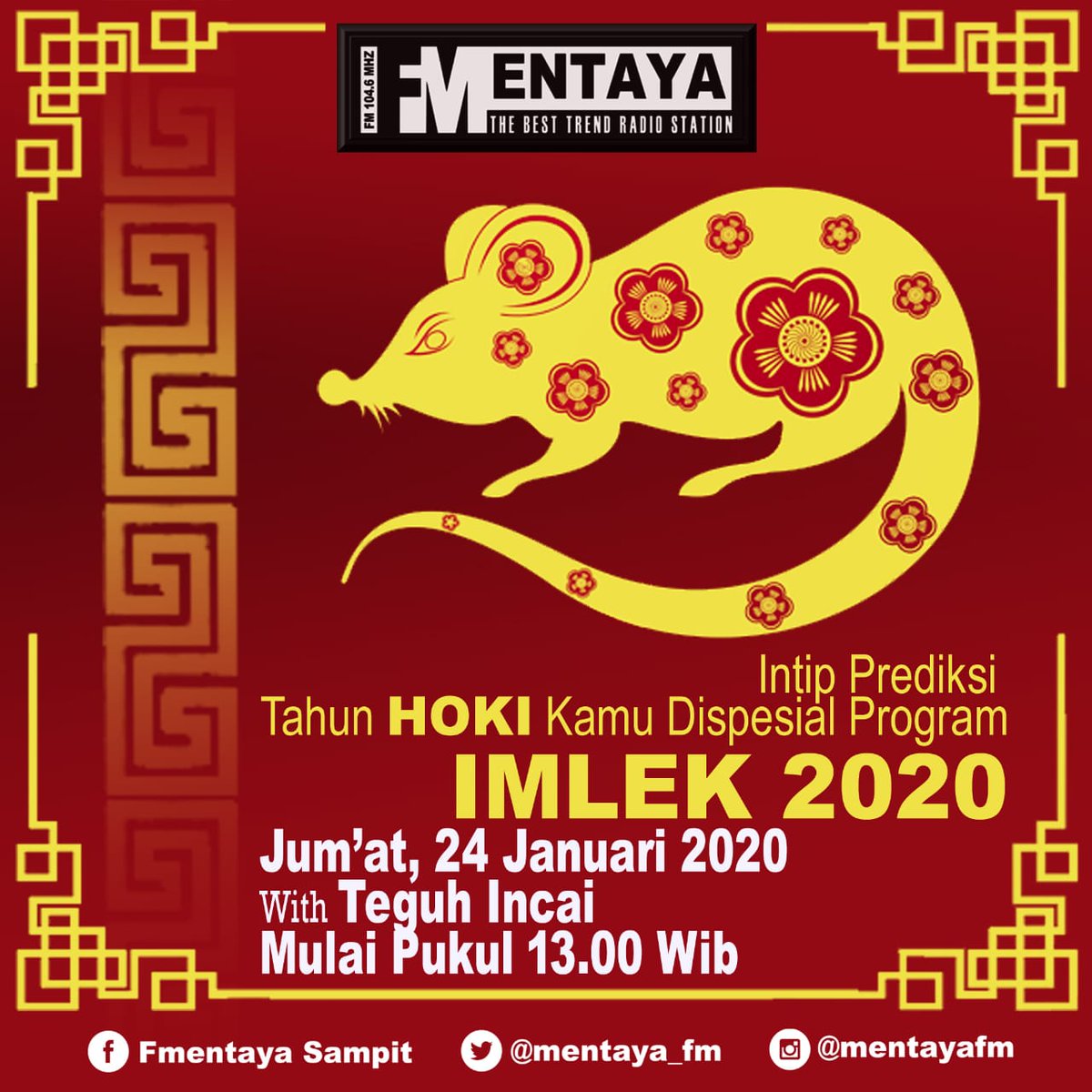 nantikan... prediksi Tahun Hoki kamuuuu di Specialy Program IMLEK 2020 only on <a href="/mentaya_fm/">FMentayaSampit 104,6</a> .. soo pantengin terusss #104.6 fm.. siang ini d pukul 13.00 Wib..