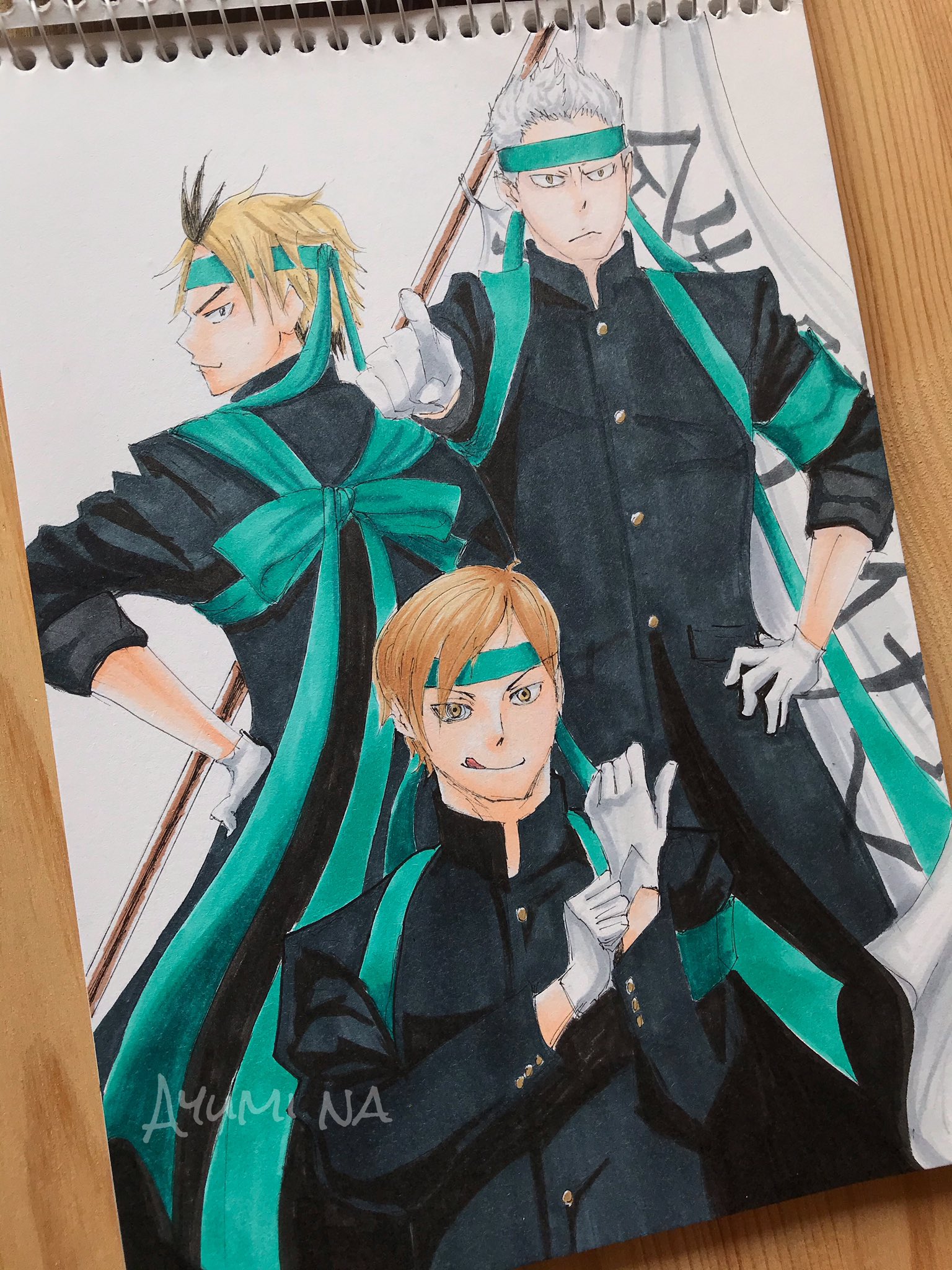 Ayumina Ar Twitter 伊達工 Haikyuu ハイキュー ハイキューイラスト 伊達工 二口堅治 青根高伸 黄金川貫至 アナログイラスト Copic 応援団 T Co Dxr5khpofc Twitter