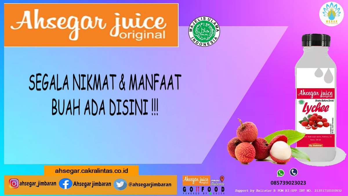 AhsegarJimbaran's tweet photo. #Ahsegarjuice #MerakDigitalMarketing #DigitalMarketing #jusbuah #lycheejuice #jusleci https://t.co/6voISLEUoa