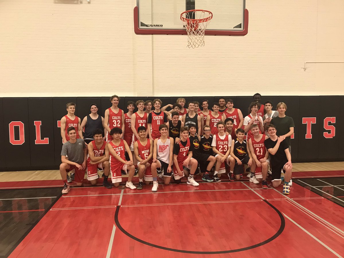 McCoyColtsBBall's tweet photo. The Notre Dame boys joined us for practice tonight. Great group of kids! https://t.co/LHHRToChlZ https://t.co/RYIWTWCMPk