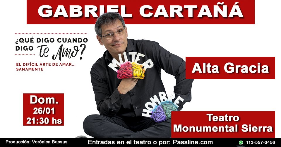ALTA GRACIA
Domingo 26 - 21.30hs
Teatro Monumental Sierras (Av Belgrano 252)
Venta en el teatro y por: passline.com/eventos-plano/…
<a href="/GabrielCartana/">Lic. Gabriel cartaña</a>