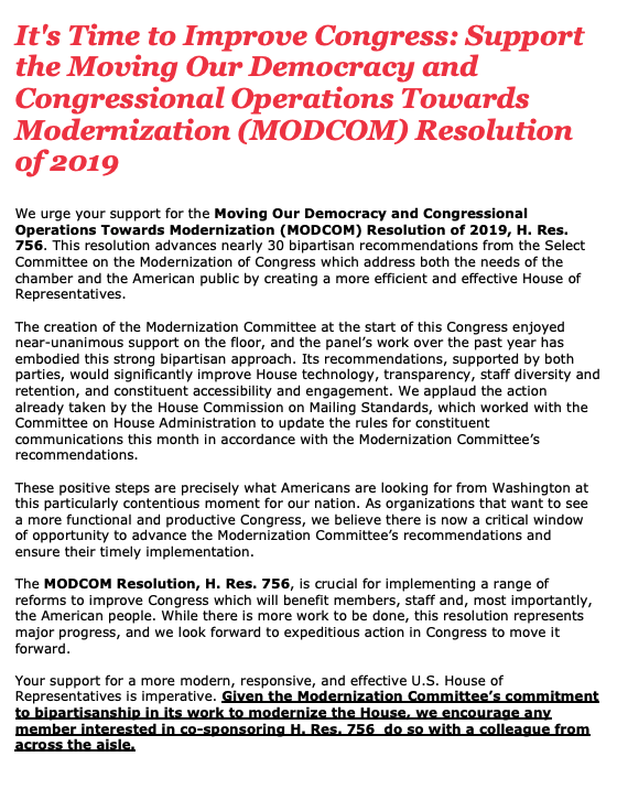 NALEO's tweet photo. We're proud to join 15 orgs in commending @ModernizeCmte & urging House members to advance #HRes756!
HRes756 would improve House tech, transparency, staff diversity and retention, & constituent accessibility & engagement.
https://t.co/Y9D7o6Q0dX #FixCongress #CongressThatWorks https://t.co/IlUgM3w7Hr