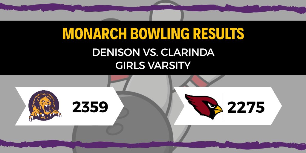 MonarchBowling's tweet photo. Final scores for Denison vs. Clarinda. https://t.co/bhsO8ZpGZl
