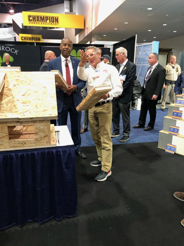 SIPAtweets's tweet photo. We were thrilled to spend time with HUD Secretary @SecretaryCarson at the @IntlBldrsShow today. Encouraging to see so many in the industry eager to learn better strategies for high performance construction with Structural Insulated Panel Systems! #IBS2020 #energyefficiency https://t.co/rMCTzVb9tV