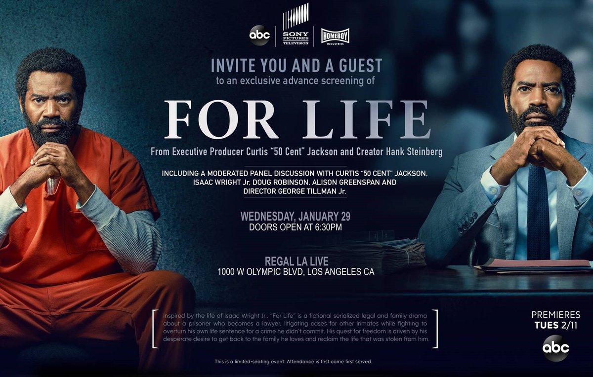Get passes to see an advance screening of ABC’s upcoming show FOR LIFE + special Q&amp;A w/ 50 Cent: gofobo.com/hTZsm23251