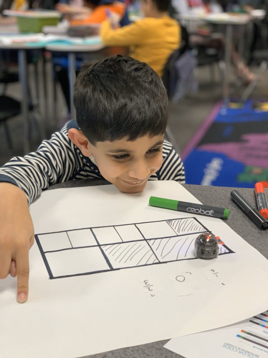mrsjones72812's tweet photo. The faces you make when you finally get your @Ozobot double fraction bar correctly coded to compare two fractions! #ozobot #codeed #fractions #math @ChrisYungES @MathCoachCorner @DonnaStofko @PWCSNews #cyessteamengines https://t.co/aPAWDTHf0K