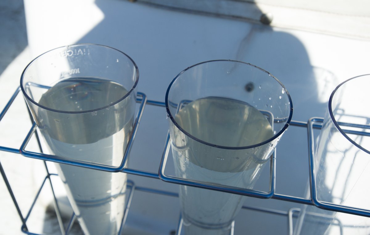 Two water samples in transparent tubes.