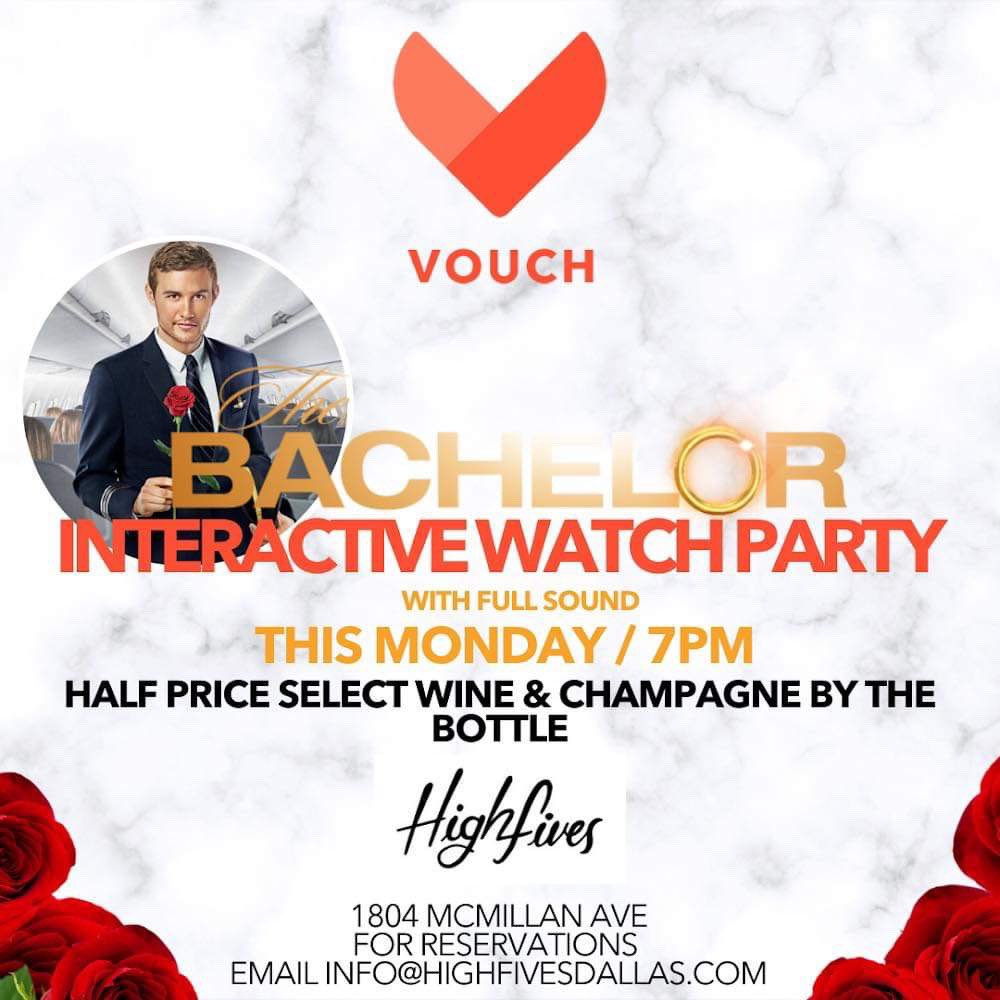 Highfivesdallas's tweet photo. 🌹 Is it Monday yet? If you haven’t come out to one of our watch parties yet, you’re missing out! Come yell, laugh, cry, and cheer as the season continues.

#TheBachelorABC #BachelorNation https://t.co/XtCMcIaUfc
