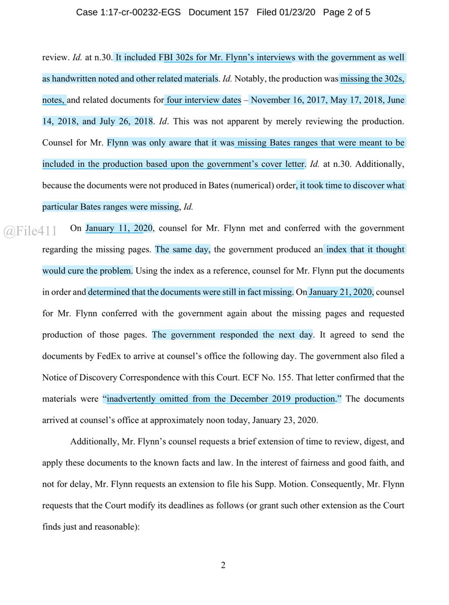 You do NOT have to agree with me, but IMO Flynn asking for a delay is more about waiting for Trump to be acquitted in the Senate Impeachment Trial - so when Trump does pardon Flynn it won’t be so odious.There I said it and the world didn’t end.Motion https://drive.google.com/file/d/14Z58Ok2hNg16k_HTJ_xspJ87tMHFW8Dn/view?usp=drivesdk