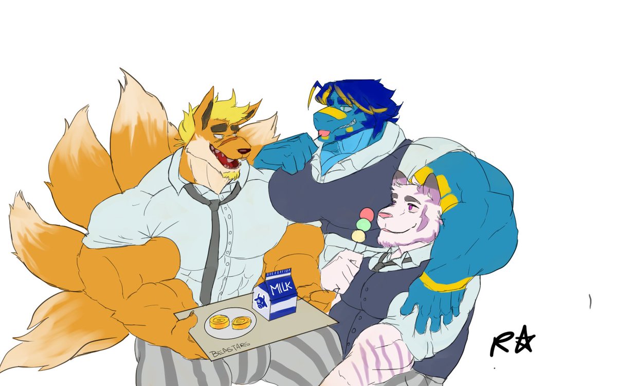 More Beastar Students that get into this Academy.
Is another drawing I made form the serie, he Ryou is with @Tsuyoshi_Senpai and @CakeaholicTiger. We are all trying to be 'The Beastar' hehe~
