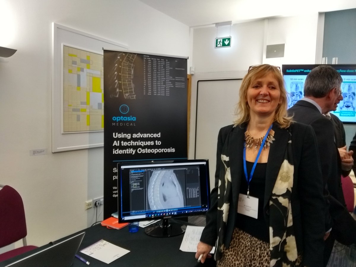 PaulABromiley's tweet photo. @OptasiaMedical sponsored the #BIRAI2020 meeting.  Here's Lisa, Head of Clinical Services, doing her bit to raise awareness of the importance of accurately reporting vertebral fragility fractures in the diagnosis of #osteoporosis. https://t.co/wKO16K9SCi