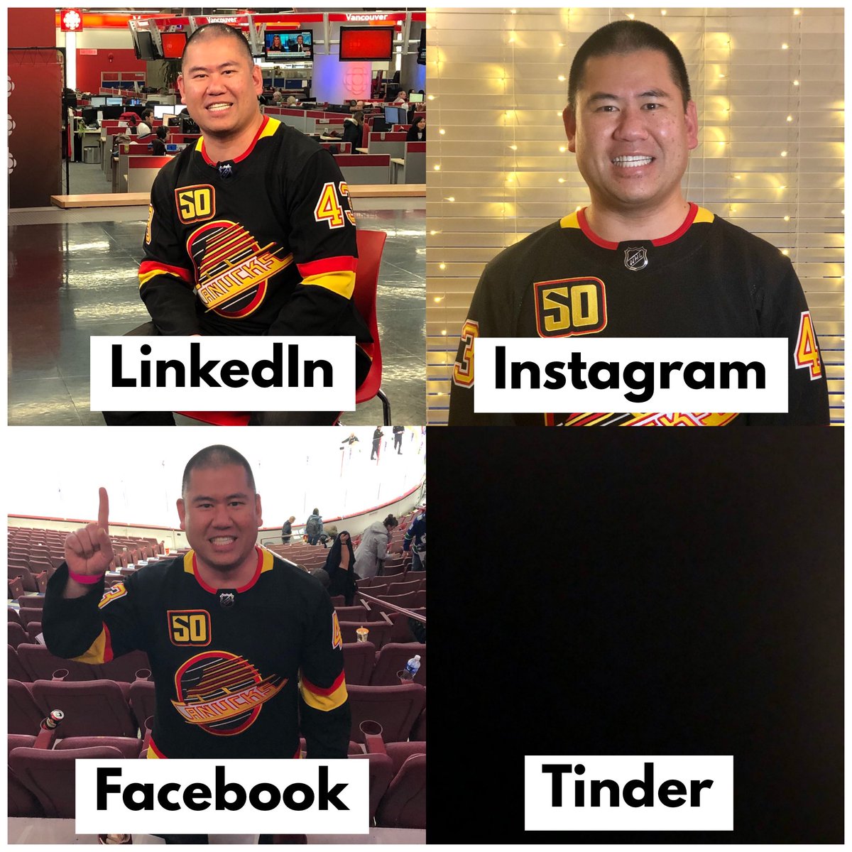 CanuckClay's tweet photo. In case you’re looking for me.
#socialmedia #notontinder #weareallcanucks #Canucks #needmoreclothes https://t.co/cc3aJZcwRr