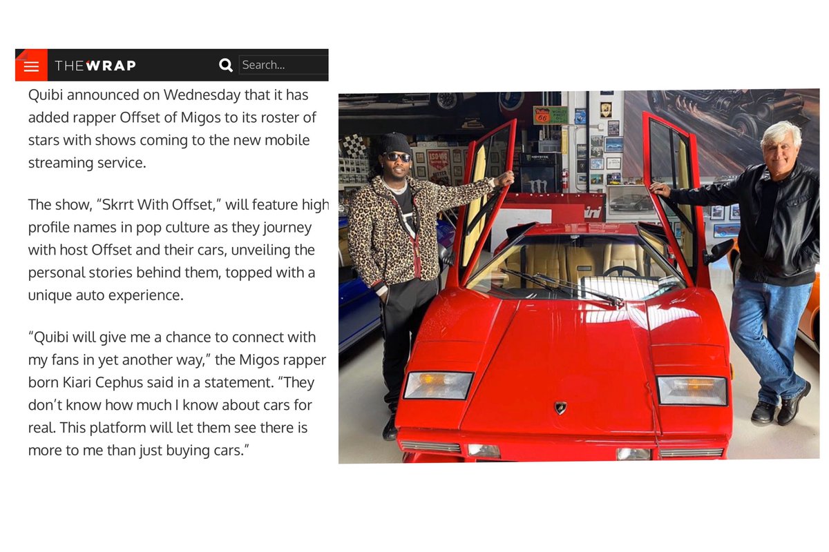 OffsetYRNUpdate's tweet photo. Offset says he &amp; fellow car aficionado @jayleno have “some dope things otw and in the making”.  

Last October @Quibi announced it greenlit a series hosted by Set called #SkrrtWithOffset. Read more about the upcoming series below. ⬇️
—
💨 💨 #2020TunnelVision 💨💨 https://t.co/1jcBTRzjSF