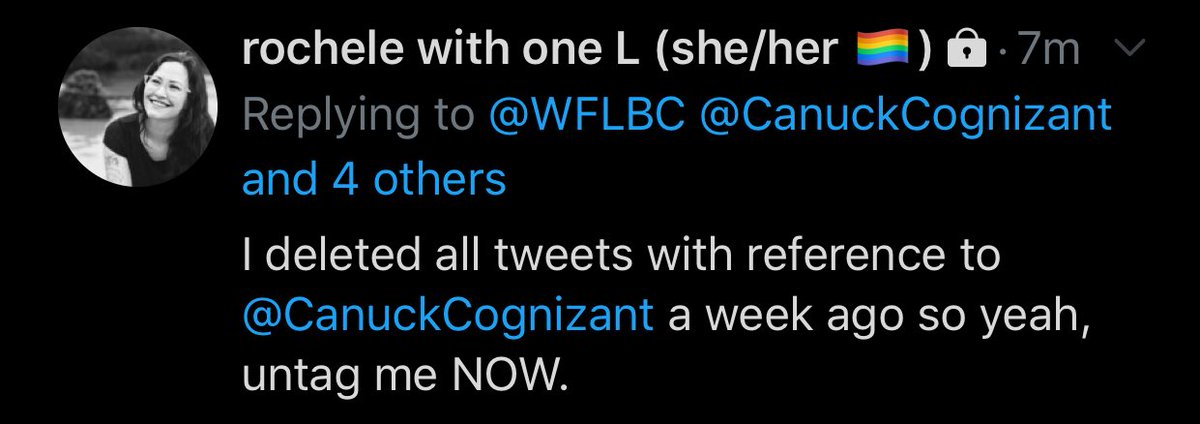 SurreyIsTheBomb's tweet photo. @WFLBC @CanuckCognizant @AnDum @SpicyTunaRo @whet_hopped @RealRedhead2 @TwitterSupport She has apologized but you can’t see it so here you go. https://t.co/c62v6FWAHb