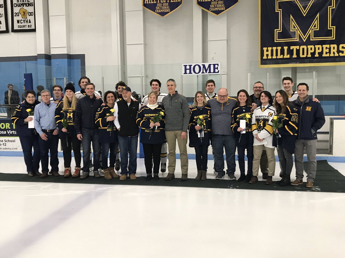 jeff_monday's tweet photo. Thank you @marquettehigh senior hockey players and their parents!  #seniornight https://t.co/MaM6u9SKGt