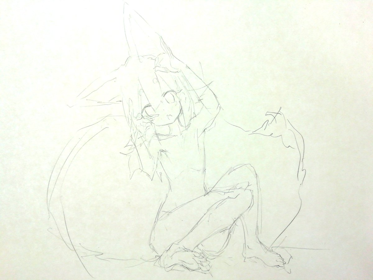#このタグを見た人はラフ画とその完成絵を見せる 