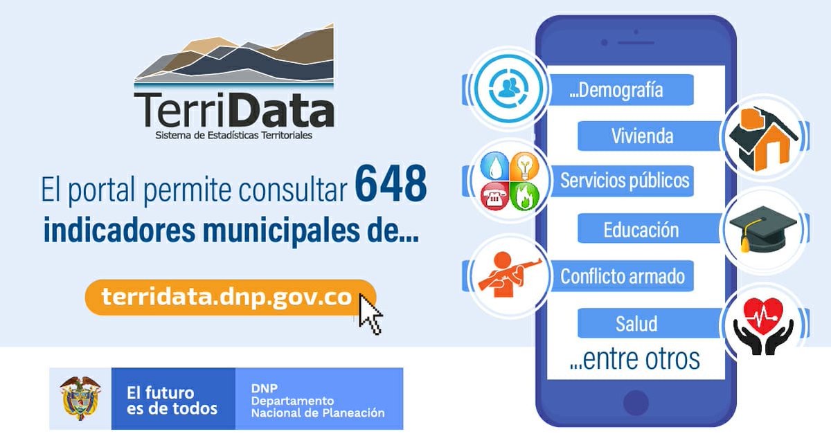 DNP_Colombia's tweet photo. Ahora en el #KitDePlaneaciónTerritorial y #TerriData puede encontrar información demográfica de municipios y departamentos según la población censada en 2018, así como información sectorial e indicadores de pobreza como el Índice de Necesidades Básicas Insatisfechas (NBI). https://t.co/lBLsbgXqfH
