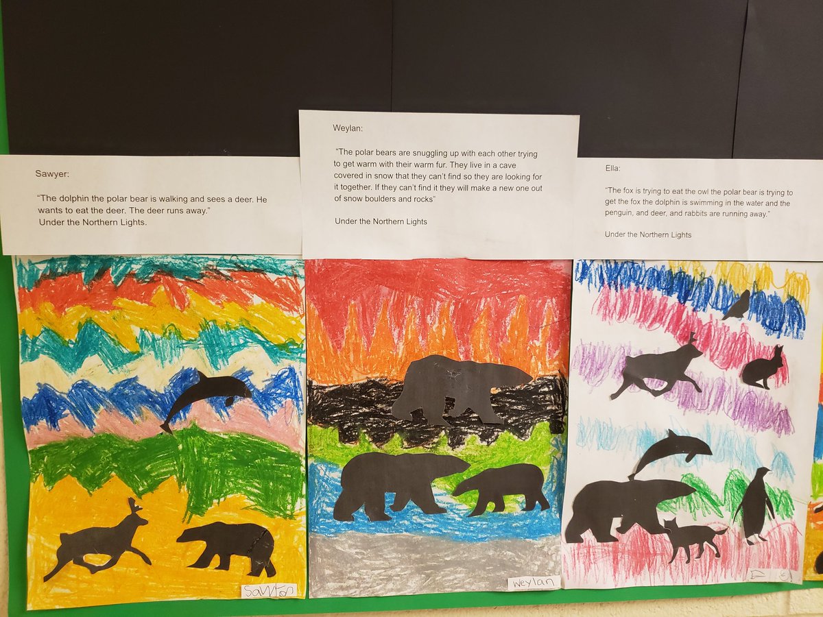 MHarper224's tweet photo. Learning about arctic animals, and exploring with pastels we created the northern lights.  We then collaboratively  wrote a story called Under the Northern Lights. 
@SCDSBey @SCDSB_arts 
@BirchviewDunes https://t.co/zXk0IyzR54